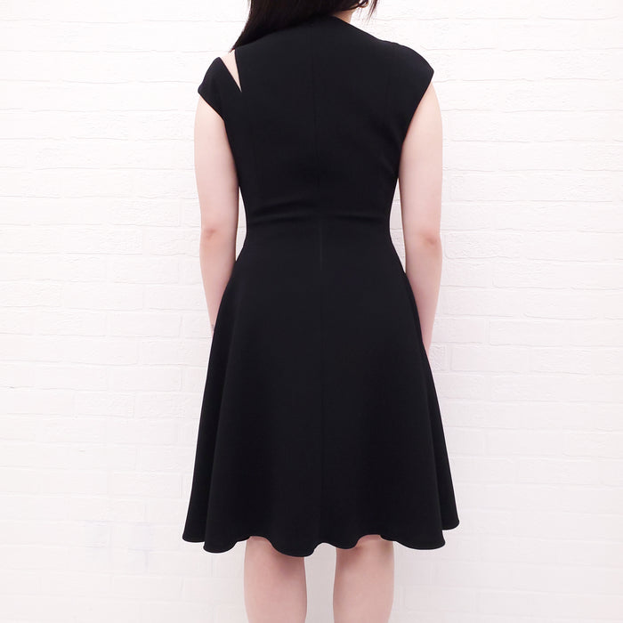 PAMELLA ROLAND BLACK DRESS WITH SHEER DETAIL - SIZE 6