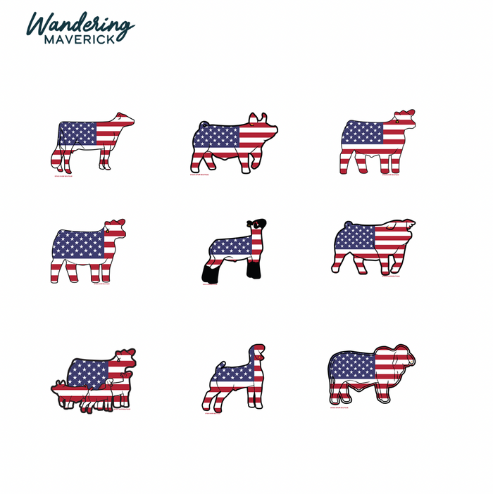 Patriotic Flag-CHOOSE YOUR ANIMAL– Crewneck