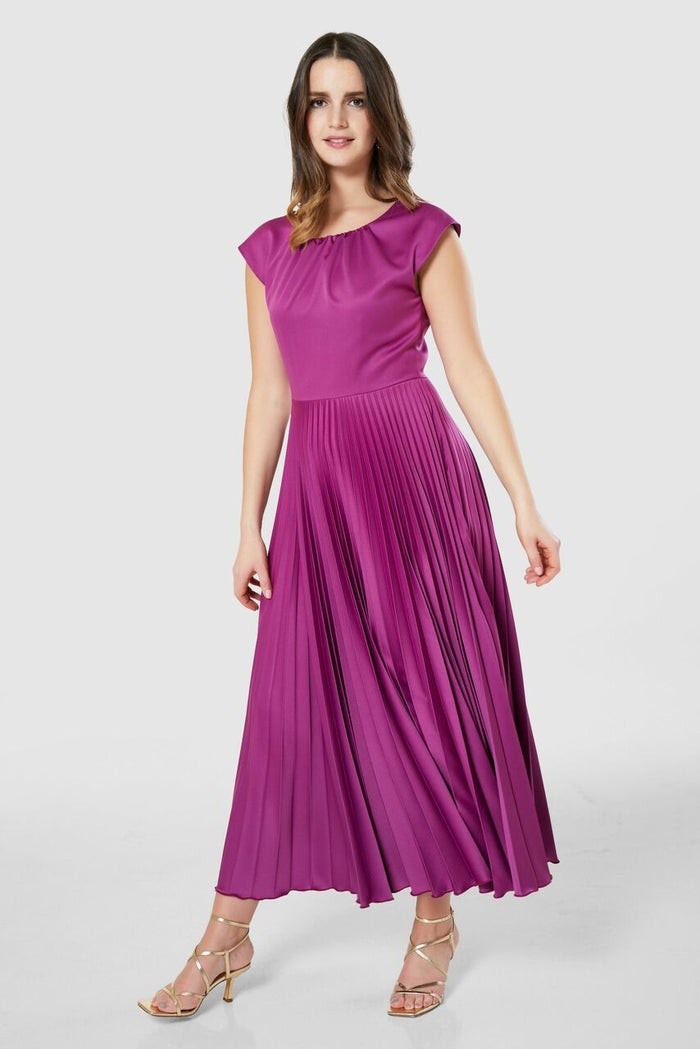 Penelope Pleated Dress (Purple)