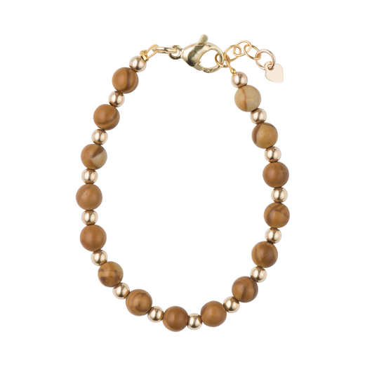 Wood Grain Stone with Gold Beads / Size 3" - Newborn