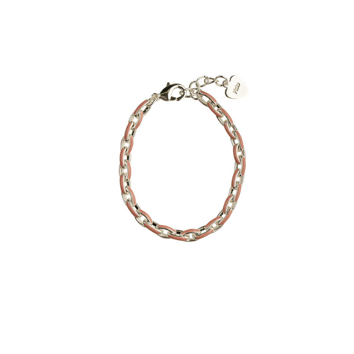 Enamel Pink and Silver Plated Links / Size 3" - Newborn