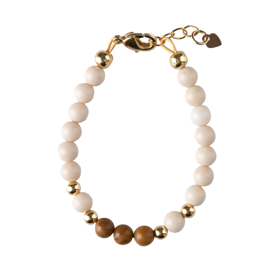 Dye Jade Stone With Wood Grain Beads / Size 3" - Newborn
