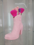 Pink Boot Makeup Brush Holder - Glamorous 3D-Printed Vanity Organizer - RFE Marketing Ventures