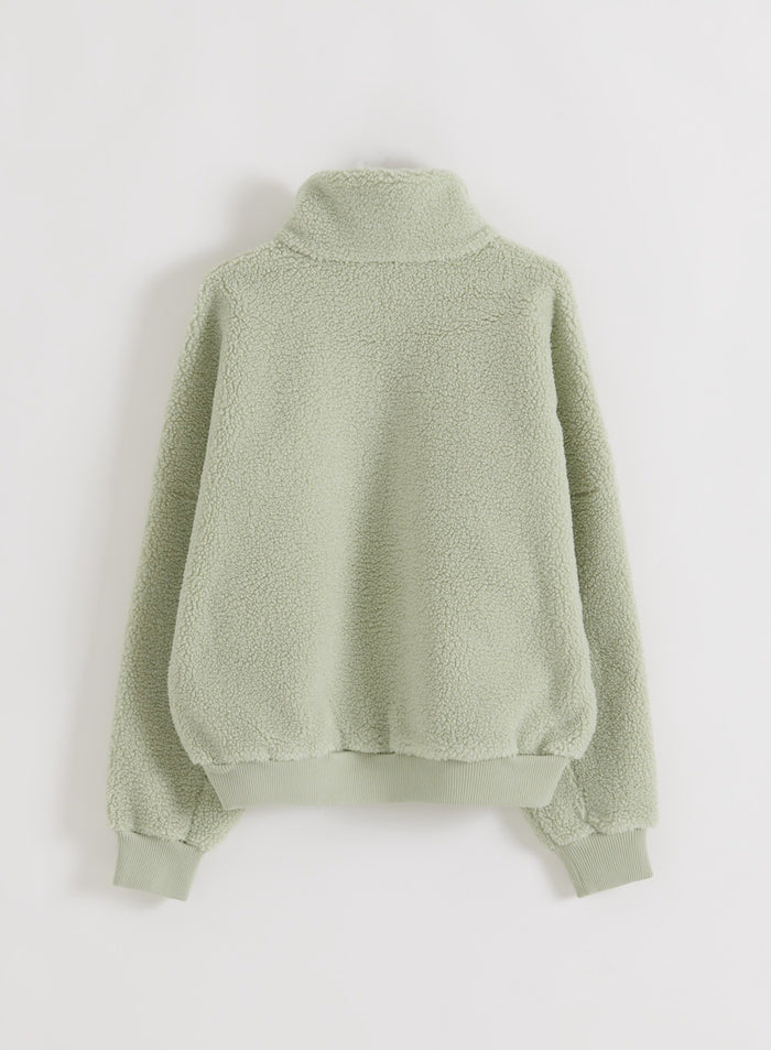 Pistachio Pile Half Zip takaapäin tasokuvassa