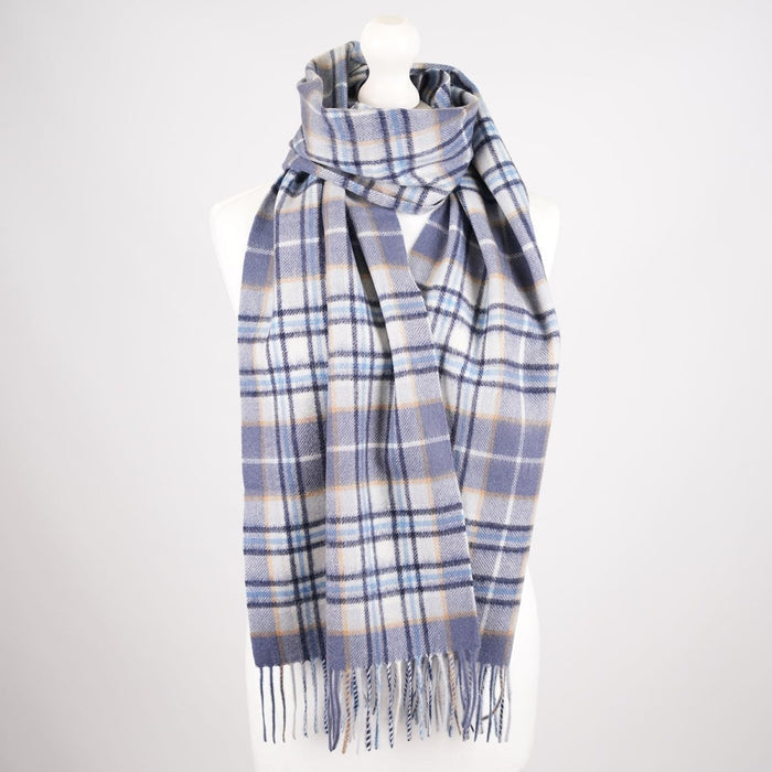 Premium 100% Pure Cashmere Wide Fringed Scarf - BROKEN GINGHAM - Heritage Of Scotland -