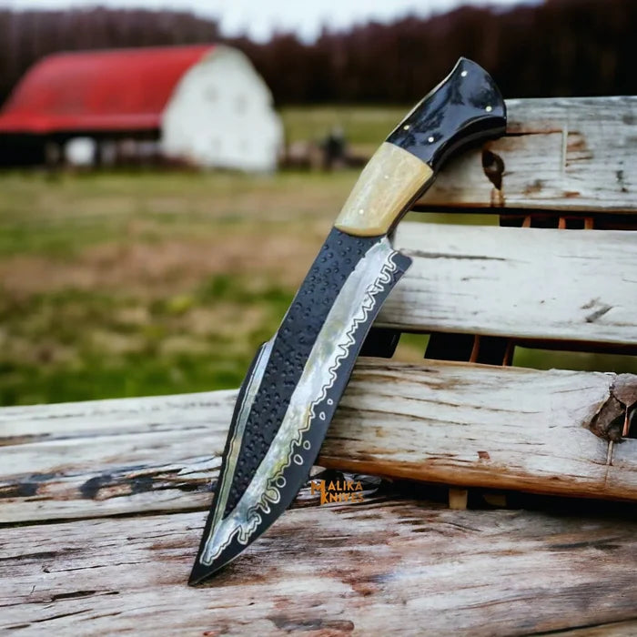Premium D2 Steel Bowie Knife - Unleash Your Adventurous Spirit with a Camel Bone & Bull Horn Handle - RFE Marketing Ventures