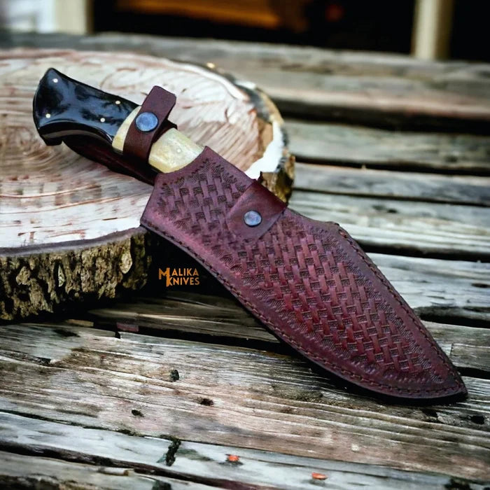 Premium D2 Steel Bowie Knife - Unleash Your Adventurous Spirit with a Camel Bone & Bull Horn Handle - RFE Marketing Ventures