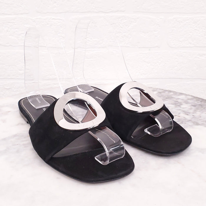 PROENZA SCHOULER BLACK SUEDE SLIDES - SIZE 36.5
