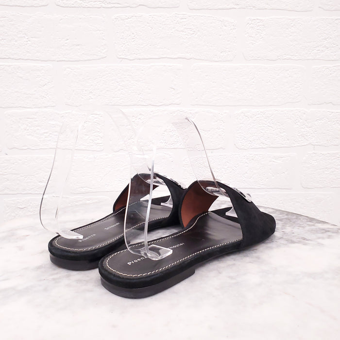 PROENZA SCHOULER BLACK SUEDE SLIDES - SIZE 36.5
