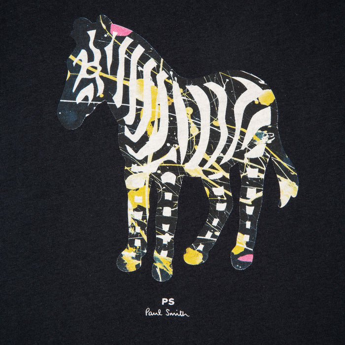 PS Paul Smith - 'Paint Splash Zebra' Print T-Shirt in Black - Nigel Clare