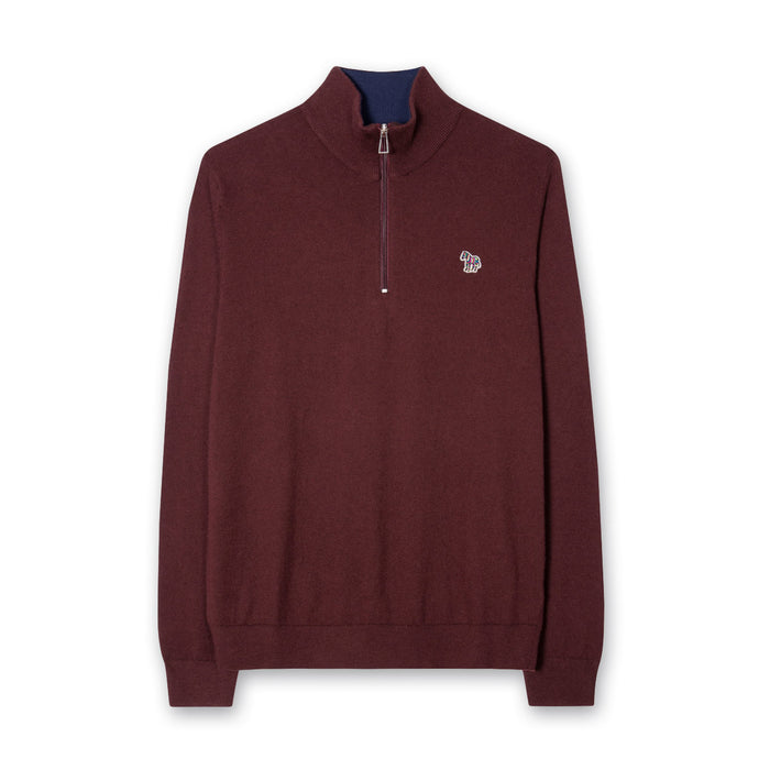 PS Paul Smith - Zip Neck Jumper in Burgundy - Nigel Clare