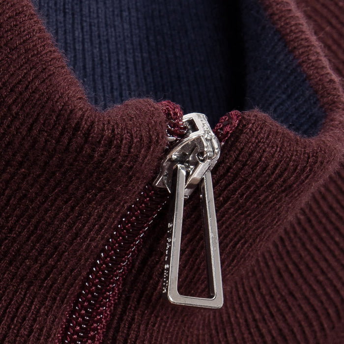 PS Paul Smith - Zip Neck Jumper in Burgundy - Nigel Clare