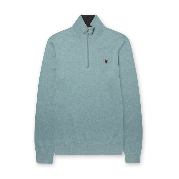 PS Paul Smith - Zip Neck Jumper in Duck Egg Blue - Nigel Clare