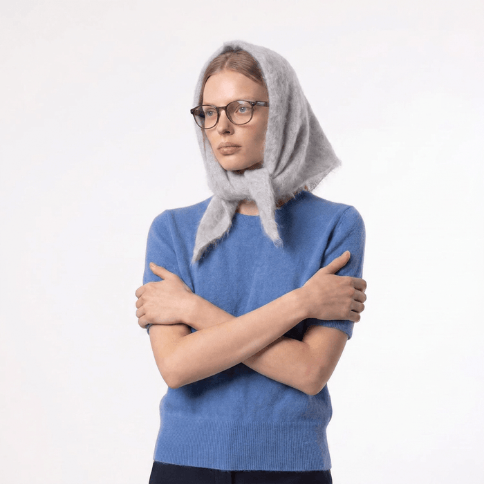 Pure Brushed Luxury Cashmere Triangle Head Scarf - RAIN - Heritage Of Scotland -