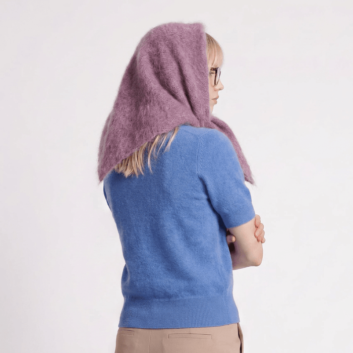 Pure Brushed Luxury Cashmere Triangle Head Scarf - VIOLET - Heritage Of Scotland -