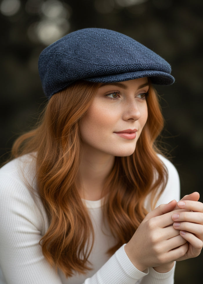 Pure Wool Aran Cap | Navy