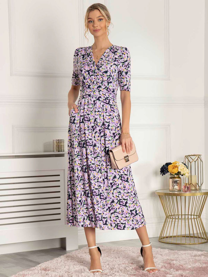 QUINNA WRAP FRONT MAXI DRESS (NAVY FLORAL)