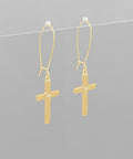 Radiant Crystal Point Cross Drop Earrings – Sleek Minimalist Dangles