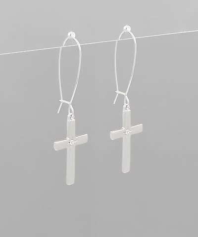 Radiant Crystal Point Cross Drop Earrings – Sleek Minimalist Dangles