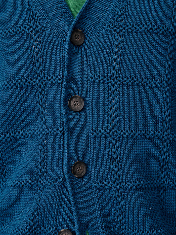 Aubin Washed Indigo Rainham Cotton Stitch Detail Cardigan | Cardigan