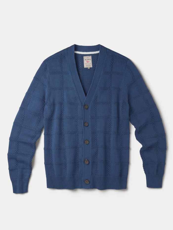 Aubin Washed Indigo Rainham Cotton Stitch Detail Cardigan | Cardigan
