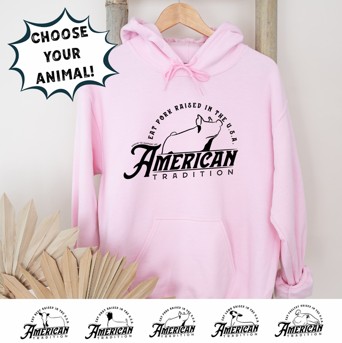 Raised in the USA-CHOOSE YOUR ANIMAL– Hoodie