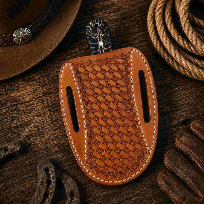 Rasp Steel Bullcutter Knife with Black Pine Cone Handle - RFE Marketing Ventures