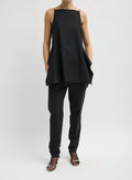 RECYCLED TROPICAL WOOL SIDE DRAPE TOP