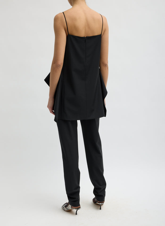 RECYCLED TROPICAL WOOL SIDE DRAPE TOP