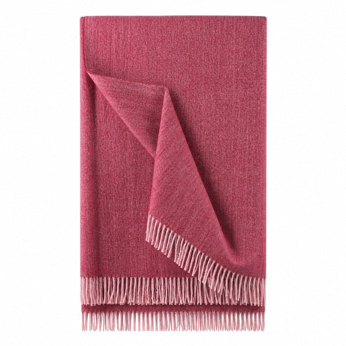 Recycled Wool Herringbone Blanket with Fringe - Soft Warm Throw - EMINENCE - Heritage Of Scotland -