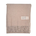 Recycled Wool Herringbone Blanket with Fringe - Soft Warm Throw - OATMEAL - Heritage Of Scotland -