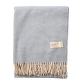 Recycled Wool Herringbone Knee Blanket – Pastel Fringed Throw - CORNFLOWER