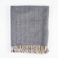 Recycled Wool Herringbone Knee Blanket – Pastel Fringed Throw - DENIM