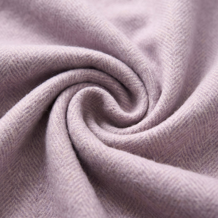 Recycled Wool Herringbone Knee Blanket – Pastel Fringed Throw - HEATHER