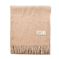 Recycled Wool Herringbone Knee Blanket – Pastel Fringed Throw - SAND BEIGE/NATURAL