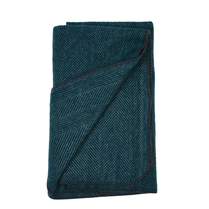 Recycled Wool Herringbone Pet Blanket – 150cm x 90cm - TURQUOISE