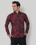 Red Floral Print Full Sleeves Shirt