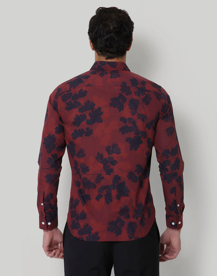 Red Floral Print Full Sleeves Shirt