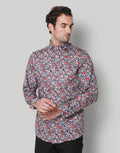 Red Printed Full Sleeves Shirt