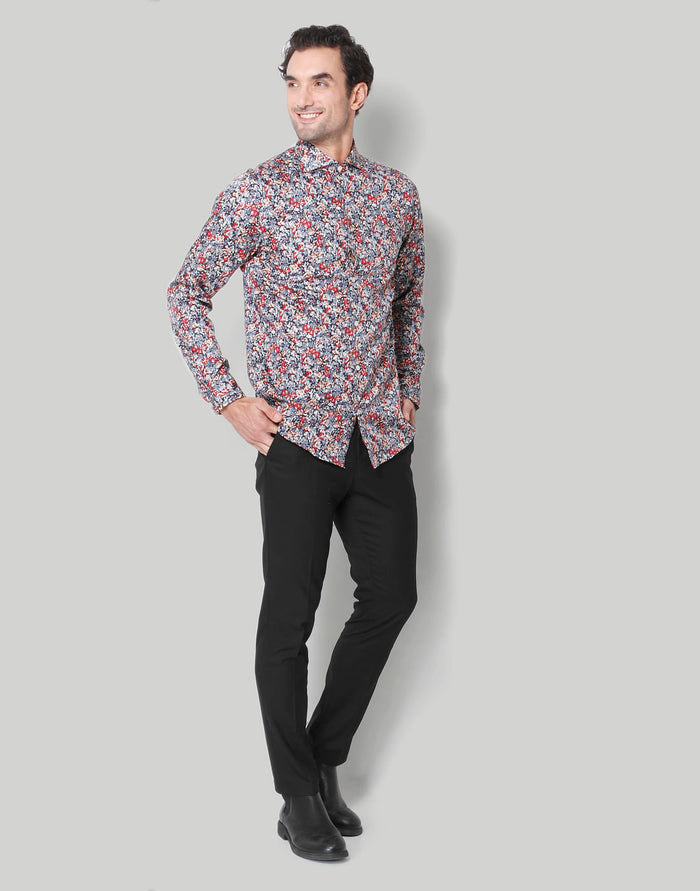 Red Printed Full Sleeves Shirt