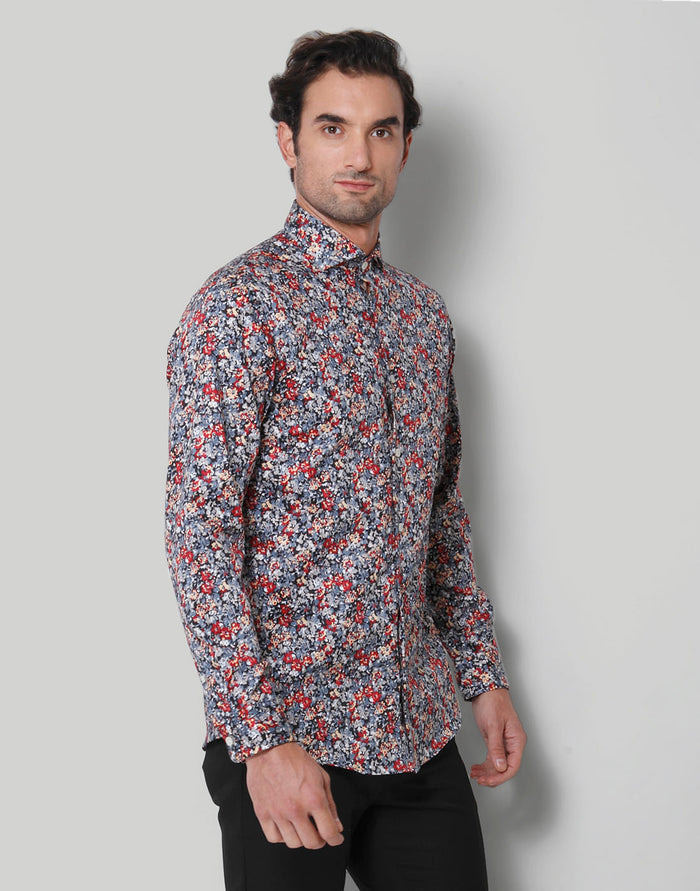 Red Printed Full Sleeves Shirt
