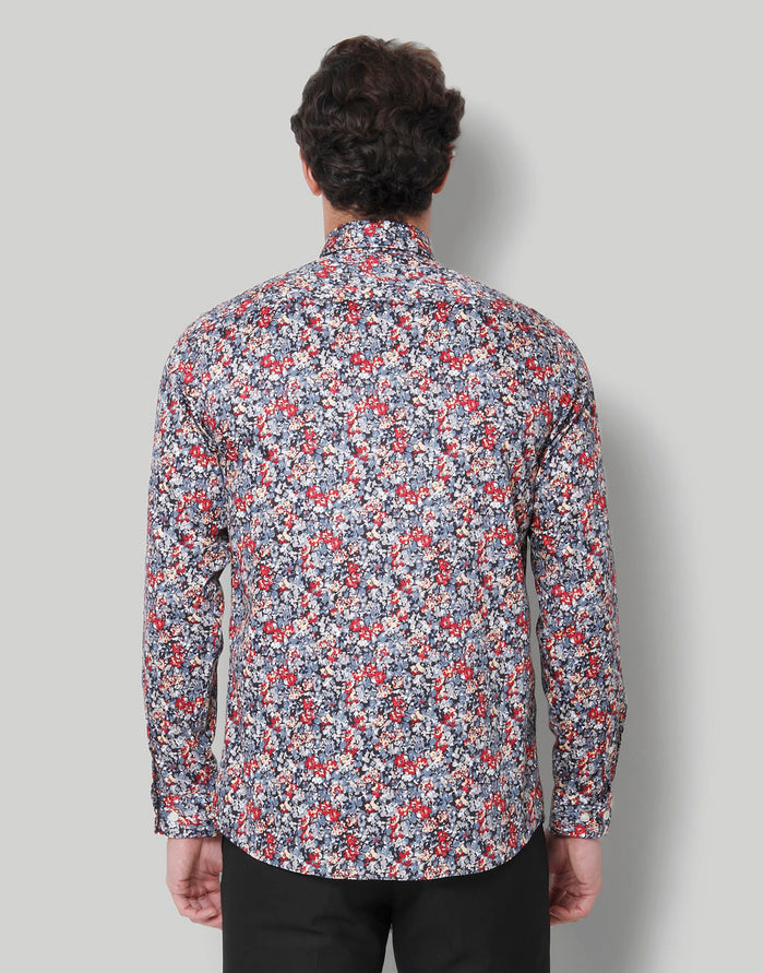 Red Printed Full Sleeves Shirt