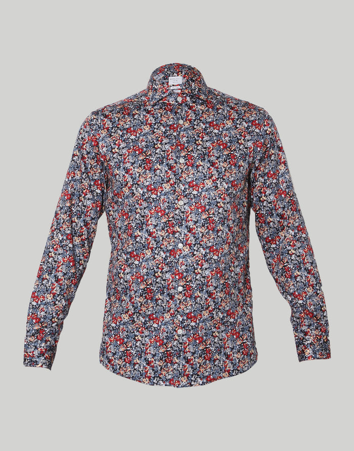 Red Printed Full Sleeves Shirt