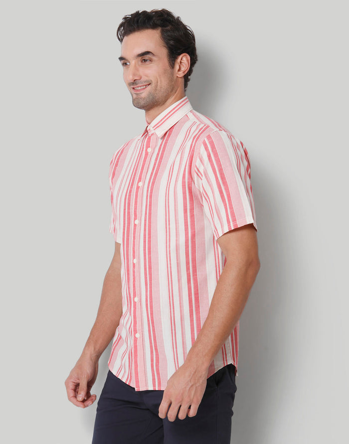 Red Striped Short Sleeves Shirt