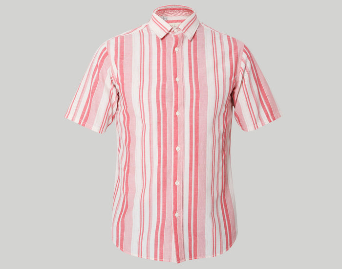 Red Striped Short Sleeves Shirt