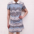 RED VALENTINO BLUE FLORAL COLLAR DRESS - SIZE 2