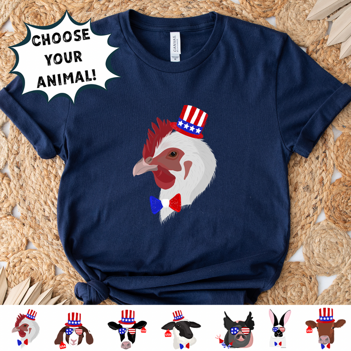 Red, White, and Blue Animals-CHOOSE YOUR ANIMAL- Bella Canvas T-Shirt
