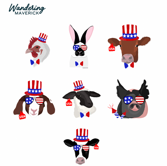 Red, White, and Blue Animals-CHOOSE YOUR ANIMAL- Bella Canvas T-Shirt