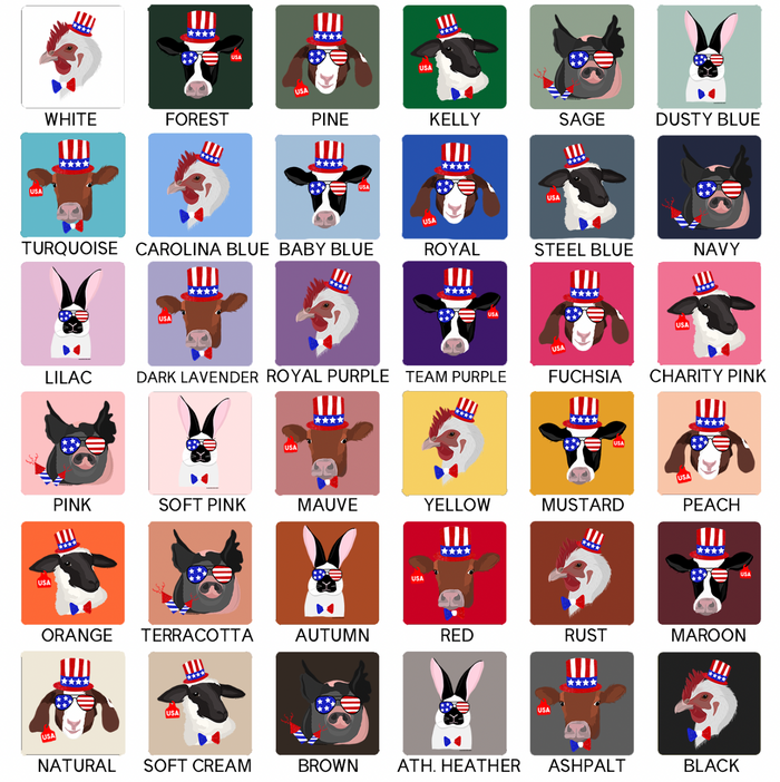Red, White, and Blue Animals-CHOOSE YOUR ANIMAL- Bella Canvas T-Shirt