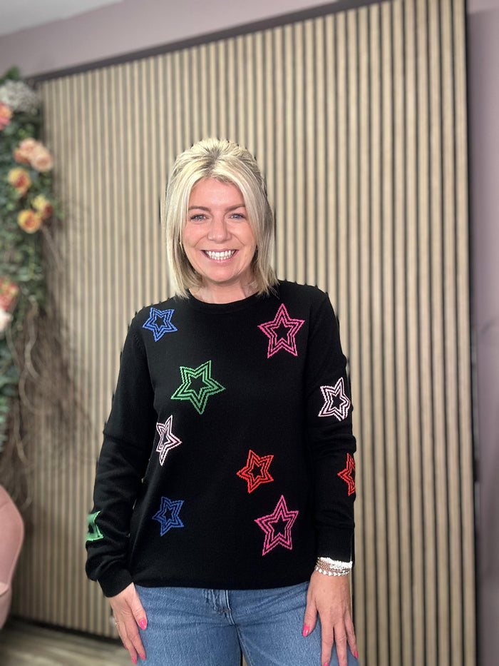Rita Jumper (Black, Rainbow Stars)